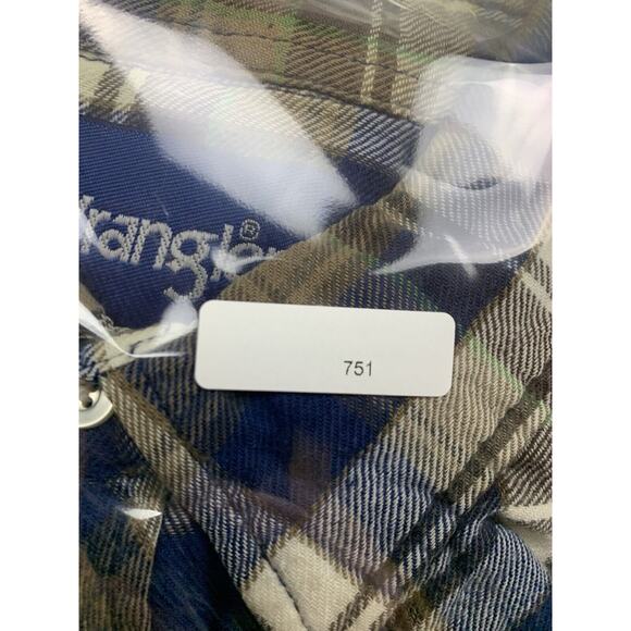 Wrangler Pearl Snap Men’s XL Blue Brown Plaid Long Sleeve 100% Cotton 751 - Picture 8 of 8